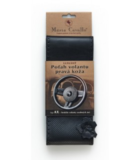 Kožený poťah volantu Maria Cavallo Black AX Perforovaný/hladký - kombinácia - veľkosť AX