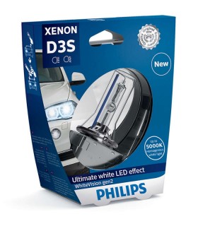 Philips Xenon WhiteVision D3S Gen2, Ultimate white LED effect 5000K +120%, xenónová výbojka, 12V/24V TOP