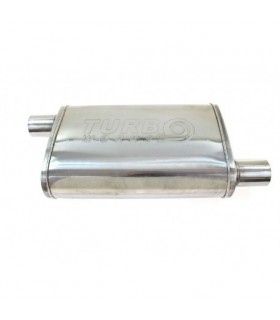 Nerezový  UNI tlmič RS 18 - stredový - vstup/výstup 2,25" - 57mm, nerez 409