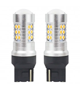 LED žiarovky CANBUS 3030 24SMD T20 7440 WY21W Oranžová 12V/24V