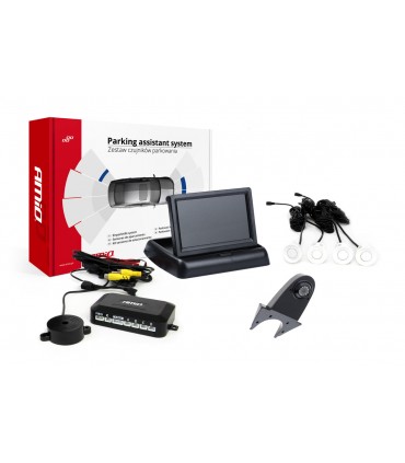 Asistenty parkovania TFT02 4,3" s kamerou HD-502-IR 4-senzorové, biele