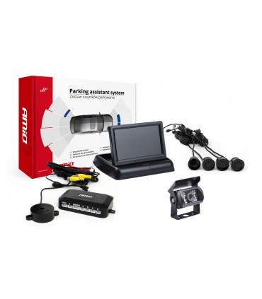 Asistenty parkovania TFT02 4,3” s kamerou HD-501-IR 4-senzorové, čierne