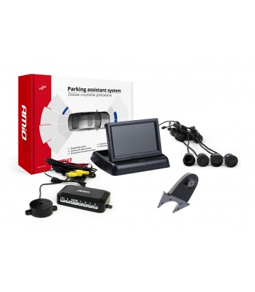 Asistenty parkovania TFT02 4,3” s kamerou HD-502-IR 4-senzorové, čierne
