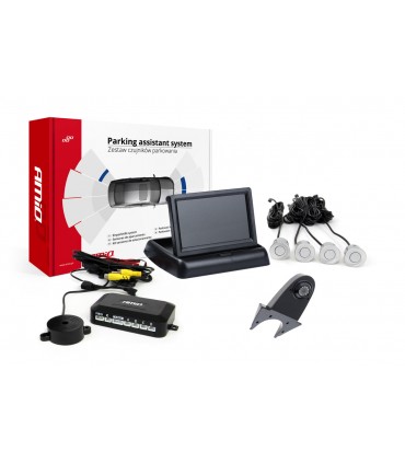 Asistenty parkovania TFT02 4,3" s kamerou HD-502-IR 4-senzorové, strieborné