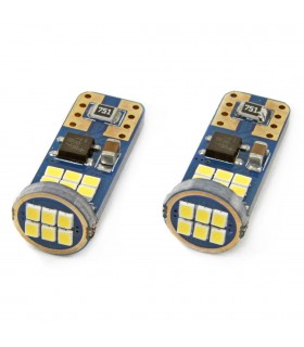 LED auto žiarovky CANBUS 18SMD UltraBright 2016 T10e (W5W) biela 12V / 24V, 2ks