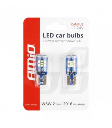 LED žiarovky CANBUS 21SMD UltraBright 2016 T10 W5W biela 12V/24V - 2ks