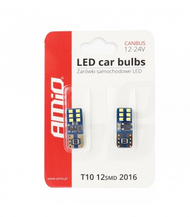LED žiarovky CANBUS 12SMD UltraBright 2016 T10e (W5W) biela 12V / 24V, 2ks