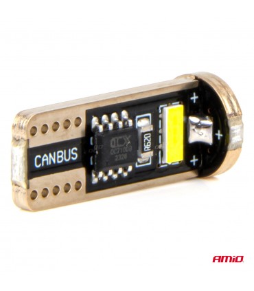 LED žiarovky CANBUS T10e W5W 3x2055 SMD White 12V/24V AMIO - 2ks