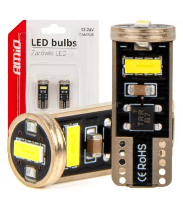 LED žiarovky CANBUS T10e W5W 3x2055 SMD White 12V/24V AMIO - 2ks
